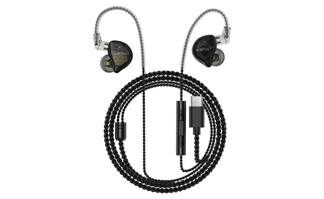 ACEFAST L11 USB-C HiFi Wired Earphones Detachable Cable with Microphone for Audio - Black